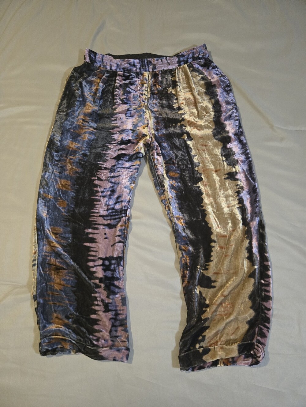 Johnny Was Workshop Velvet Silk Blend Boho Abstract Pants M